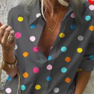 Casual Vintage Long Sleeve Summer Dot Shirt