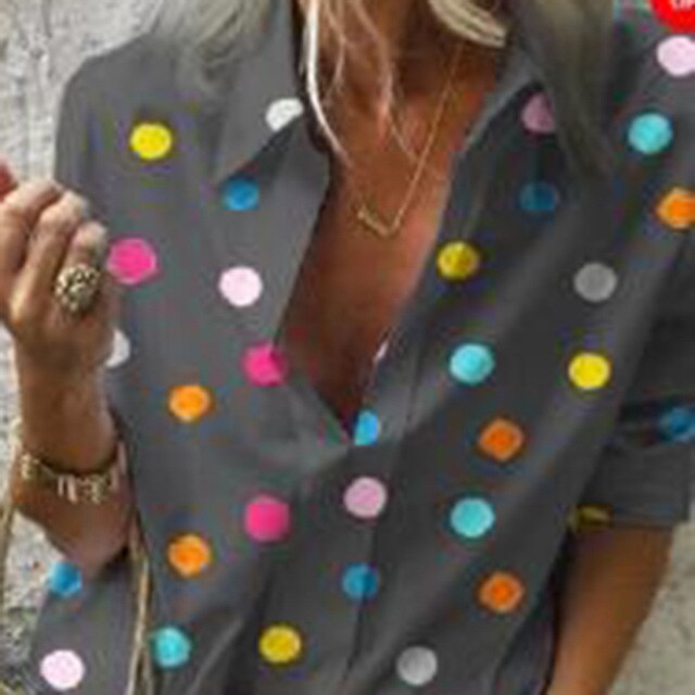 Casual Vintage Long Sleeve Summer Dot Shirt